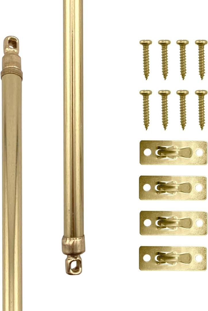 Amazing Drapery Hardware Swivel Sash Curtain Rods with Brass Finish, Set of 2 (Hardware Included) - Adjustable Length 11-19 Inches, Easy to Install Metal Rods for Doors, Windows, and Sidelights