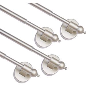Magnetic Curtain Rods for Metal DoorsMulti-Use Adjustable Appliance for Windows Iron Steel Places9-16 InchNickel4 Pack