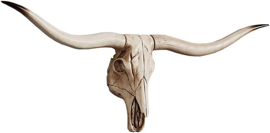 KIWZZXXKW Cow Skull Wall Decor, Faux Longhorn Skull Wall Decor - Handmade Faux Taxidermy Bull's Head Wall Hanging - Large Farmhouse Decor 31inch (Longhorn)