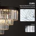 A AXILIXI Modern Crystal Chandeliers 24" Round Top K9 Crystals Chandelier Adjustable Ceiling Light Fixture 4-Tier K9 Crystal Pendant Lamp 12-Light for Dinning Room Living Room Foyer