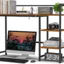 Snughome Desk Shelf, 38.6" Desktop Organizer Shelf, Desk Hutch for Computer Monitor, 4 Tier Desk Display Rack, Wood Desktop Bookshelf Storage Rack for Home Office Dorm, Rustic Brown | Desk Hutch, Computer Monitor, Desktop Display Rack, Home Office Dorm