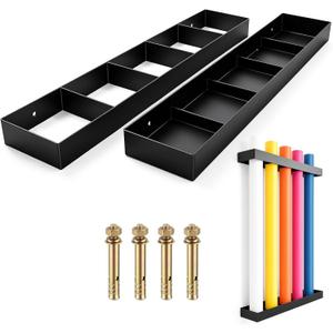 Seamless Backdrop Paper Storage Shelf, Vertical Backdrop Storage Rack, Wall Mounted Organizer for Photography Studio, Black, Holds up to 5 Rolls 4 Inch Diameter Fabric