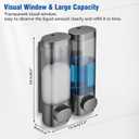 Shampoo and Conditioner Dispenser 2 Chamber No Drill, Shower Soap Pump Dispenser Wall Mounted, Body Wash Dispenser for Shower, Shower Gel Dispenser Shampoo Holder for Bathroom Accessories, Gungrey
