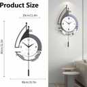 Decorative Wall Clock for Living Room, Creative Silent Non Ticking Modern Wall Clocks with Pendulum, Battery Operated, Large Wall Clock for Living Room, Kitchen, Bedroom (Black White, 31.5x15.7inch)