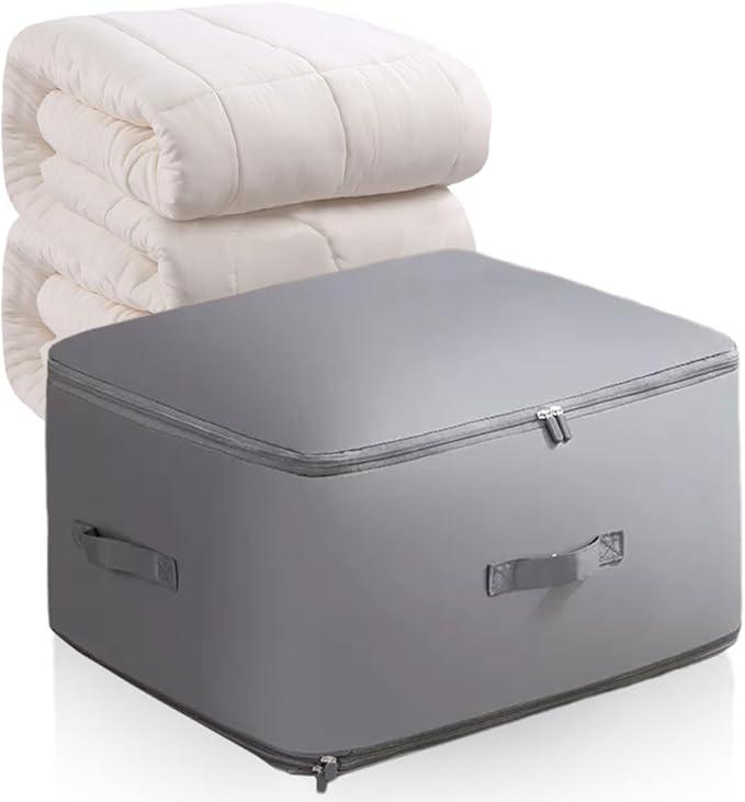 2024 Ultra Space Saving Self Compression Storage Bags, Heavy Duty Organizer Totes for Comforters, Clothes, and Blankets, Premium Quilt Compression Packaging Bags, Gray 