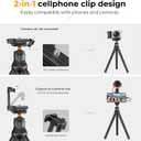 K&F CONCEPT Mini Tripod Stand, Flexible Camera Cellphone Tripod with Bluetooth Remote, 1/4'' Screw with Phone Holder&Cold Shoe, 6.6lbs Max Load Compatible with Smartphone/Canon Nikon Sony Camera, Black