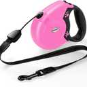 Retractable Dog Leash, 26 Ft Heavy Duty Pet Walking Leash for Small Medium Large Dogs up to 99lbs, Anti-Slip Handle, 360  No Tangle, Nylon Tape, One-Handed Brake (Pink)