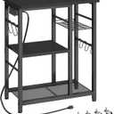 YATINEY Movable Bakers Rack, Microwave Stand with Charging Station, Kitchen Storage Rack with Hooks and Basket, Casters and Adjustable Feet, for Small Space, Kitchen, Dining Room, Black HB04UBB, 23.6"L x 15.7"W x 31.5"H