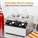 JOHAKYU Commercial Electric Sauce Warmer Dispenser Stainless Steel Countertop Hot Fudge/Nacho Cheese Warmer with 2650ml Squeeze Bottles and 2 Funnels (2 Grids)