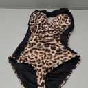 Womens Slimming One Piece Swimsuit Tummy Control Shapewear Bathing Suit Sexy Crisscross Back Swim Suits for Women (Small, Leopard)
