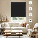 SUNOFF Cordless No Drill Blackout Cellular Shades, 30" W x 64" H, Black