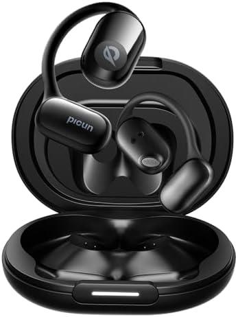 Picun True Wireless Open Ear Headphones, 5.4 Bluetooth, Ultra Comfort Secure Fit, Sport Earbuds with 80H Playtime, IPX5 Waterproof Sweatproof, Dual Mic Clear Call, Wireless Earbuds for Running Workout