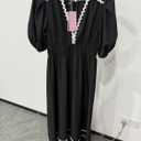 Womens V Neck Short Sleeve Boho Midi Dress Summer Wedding Guest Beach Party Long Dresses Black Small