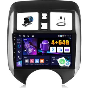 [4+64G] Android 13 Car Stereo for Nissan Versa Note 2014-2018 with Wireless Carplay&Android Auto,9 Inch Car Radio with Mirror Link Bluetooth FM/RDS WiFi GPS EQ DSP SWC Dual USB+AHD Backup Camera