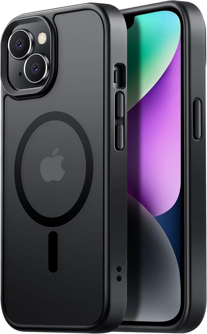 Magnetic Guardian Designed for iPhone 14 Case & iPhone 13 Case [10FT-Grade Drop Tested & Compatible with MagSafe] Slim Translucent Matte Case for iPhone 13/14 Phone Case (6.1"), Black