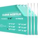 CALPALMY (4-Pack) 24 x 36 Clear Acrylic Sheet Plexiglass 1/4" Thick; Use for Craft Projects, Signs, Display Cases, Sneeze Guard and More; Cut with Cricut, Engraver, Power Saw or Hand Tools