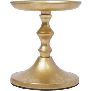 Hosley Iron Pillar Candle Holder Table Centrepiece Perfect for Home Decor, Wedding, Parties, Living Room Gold, 5 Inch High Gold