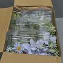 Reallnaive 30 Pack Artificial Flowers Table Centerpieces Decorations with Vase Wedding Mason Jar 20 Bundles Silk Floral Bouquet 10 Clear Vase with 1 Pcs Rope for Party Decor(Dahlia,Blue) (Dahlia - 11.02 inches tall)