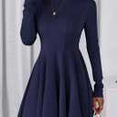 PRETTYGARDEN Fall Dresses for Women Elegant Classy 2026 Casual Long Sleeve Swing A Line Ruffle Short Homecoming Party Dress (Medium)