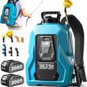 SEESII Backpack Sprayer Battery Powered, Leak-Proof 5-Gallon, Dual Battery Electric Sprayer with Telescopic Brass Wand & 7 Nozzles, 100 PSI Adjustable Pressure for Weed Lawn Garden Pest Control