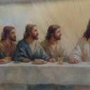 FWIEXA Jesus Last Supper Canvas Wall Art, Framed Easter Christian Decor Painting, Religious Boho Prints, Bible Watercolor Artwork, 20x40In Verse Scripture Pictures for Living Room,Bedroom,Prayer Room