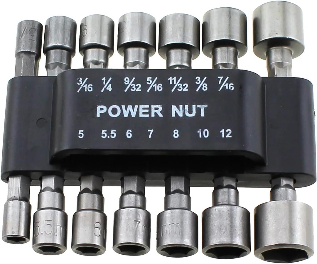 RLECS 14PCS Power Nut Tool Driver Drill Bit Set Carbon Steel Socket Wrenches Universal 1/4 inch Hexagonal Shank Suitable for Electric Drills and Quick Change Collets