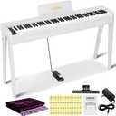 Digital Piano 88 Keys Semi-Weighted Full Size Keyboard for Beginners, Electric Piano with MIDI, Pedal, Keyboard Piano 800 Tones, 600 Rhythms, Dual Speakers, Recording Function (White), 14.6 x 51.6 x 30.7 inches