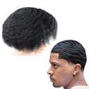 Men Unit Short Afro Kinky Curly Male Toupee Human Hair Wigs 10MM Mens Wave Kinky Curly Full Lace Wig for Men Hair Piece 8x10inch Lace Replacement Systems (1# Jet Black)