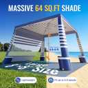 Beach Cabana,8 x 8 ft Large Pop Up Beach Canopy Tent for 6-8 People, UPF 50+ Beach Tent Sun Shelter with Sidewall, Wind Resistant Beach Shade, Reinforced Frame, Portable with Carry Bag