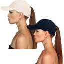 Jecery 2 Pcs Trucker Hats Bulk Ponytail Hats for Women Mesh Baseball Cap with High Bun Adjustable Ponycap for Outdoor Sport (Black And White)