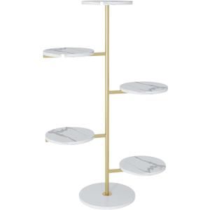 HAINARverS Gold Metal Plant Stand Indoor outdoor, marble 5Tier H49inch Tall Planter Stand Corner Flower Pot Holder multiple Shelves Plant Display for Patio Garden Living Room5Tier Gold