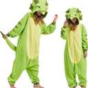 Triceratops Onesie Pajamas Triceratops Costume Dinosaur Halloween Christmas One-Piece Cosplay (Medium)