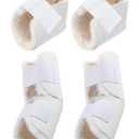 TrelaCo 4 Pcs Heel and Elbow Protector Medium Sheepskin Heel Arm Cushions Pads Adjustable Elbow Protectors for Elderly Pressure Sore Bed Ulcers Pain Relief