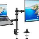 Redbat Monitor and Laptop Mount Stand, Fully Adjustable Monitor Arm with Vented Tray for 13" to 32" LCD Screens and Notebook up to 16", Holds up to 22lbs, VESA Compatible, Dual Mounting Options
