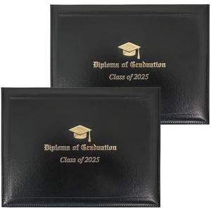 GraduationMall Leatherette Imprinted Diploma Cover for Certificate 8.5"x 11" Class of 2026 Padded Graduation Diploma Holder Black,4 Packs