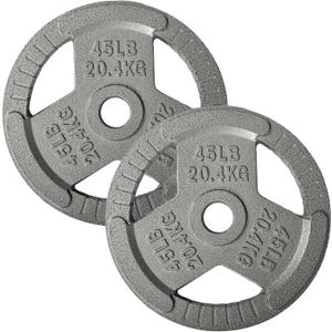 Fitvids Cast Iron 2-Inch Olympic Weight Plate for Strength Training & Weightlifting, 5LB Pair
