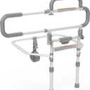 Heavy Duty Bed Rails for Elderly Adults Safety-Foldable Bed Rail for Senior with Adjustable Heights Fits All Bed SizesBed Handle Bedside Assist with Pocket -504M (White and Gray)