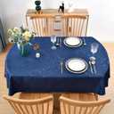 Wolkemer Shiny Oval Jacquard Tablecloth 60 x 84 Inch Navy Blue Floral Countryside Leaves Damask Patterns Table Cloth Glossy Fabric Table Cover for Dinner Kitchen