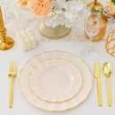 102Pcs Ivory White Plastic Plates with Gold Trim, Heavy Duty Wedding Plates, Elegant Disposable Plate Sets include 51 Dinner & 51 Dessert Plates for Party & Wedding(51 Guests)