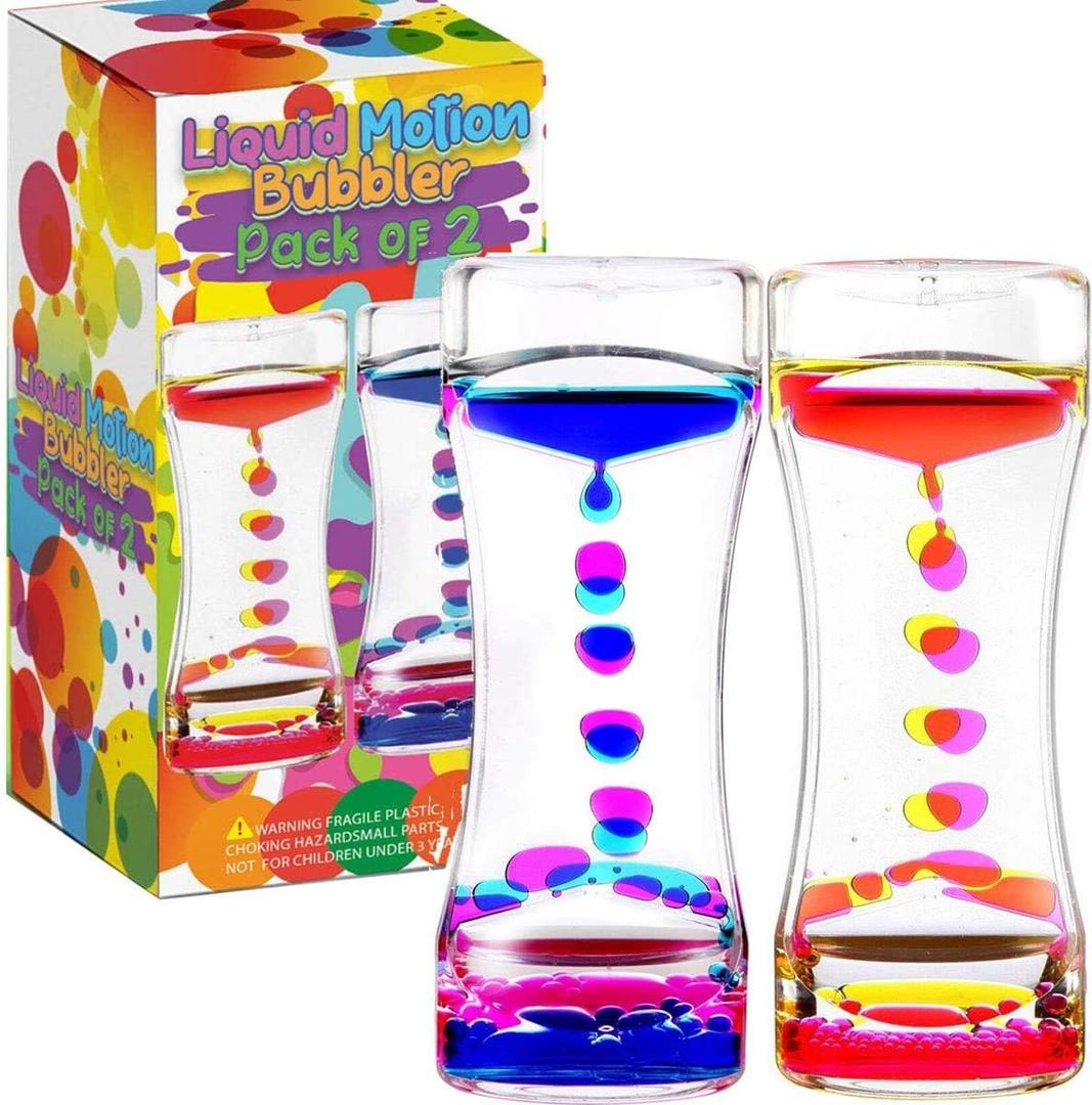 Liquid Motion Bubbler Sensory Timer, 2 Minute  Big Calming Sensory Bubble Toy for Kids with Autism ADHD Anxiety or Special Needs (2 Pack)