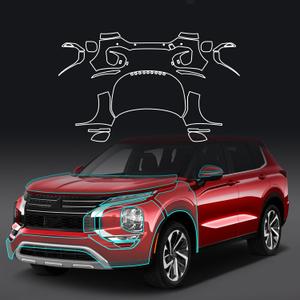For 2023-2025 Mitsubishi Outlander Precut Paint Protective Film 8.5 Mil TPU PPF Clear Car HD Scratch Exterior Accessories (Front Bars + Headlights 11Pcs)