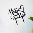 Mr and Mrs Cake Topper, Bride and Groom Sign Wedding/Engagement Cake Toppers Decoration, Black Acrylic