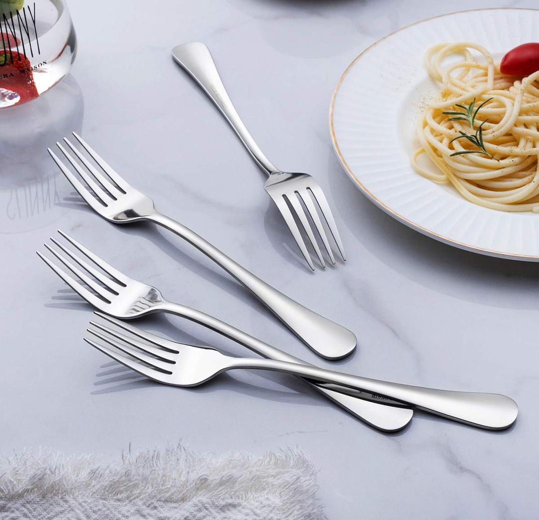 Dinner Fork Set 8-Piece, Stainless Steel 7.5 Inch Silverware Flatware Cutlery Salad Table Fork Set of 8, Use for Home, Kitchen, or Restaurant, Mirror Polished, Dishwasher Safe