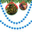 Briwooody 2 Pcs 18ft Christmas Bead Garland 1/2" in Diameter Hanging Christmas Tree Bead Chain DIY Craft String Pearls for Xmas Tree Ornaments, Holiday Party Decor(Royal Blue)