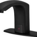 Touchless Bathroom Faucet, Commercial Hands-Free Automatic Sensor Faucet, AC/DC Powered Sink Faucet, Temperature Adjustment Valve, Black
