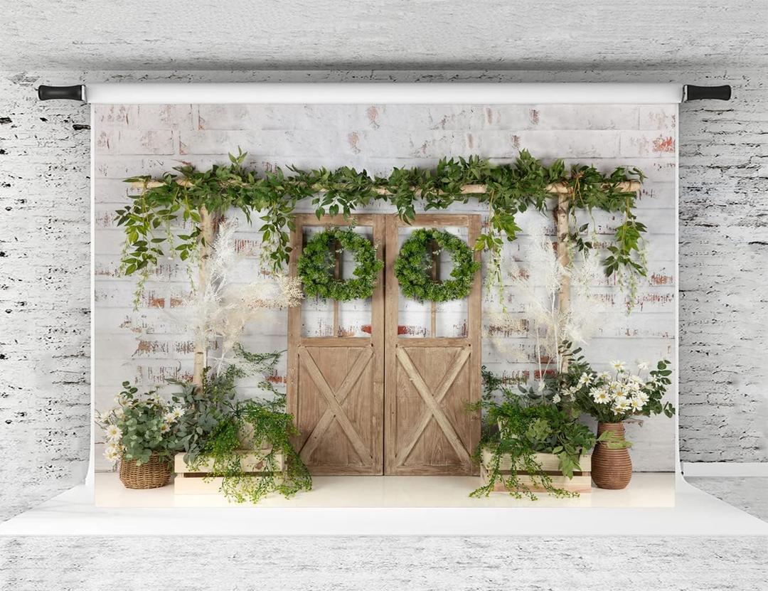 Kate 7x5ft Easter Backdrops Spring Backdrop for Photography White Brick Wall Background Birthday Party Decoration