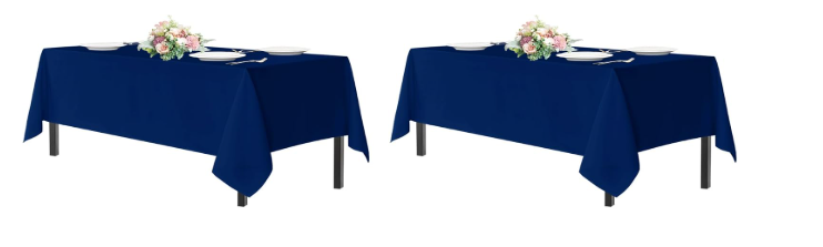 Navy Blue Tablecloths for 8 Foot Rectangle Tables, 2 Pack - 60x120 Inch - Washable Fabric Cloth Table Cloth, Reusable Polyester Table Covers for Wedding Party, Banquet, Independence Day