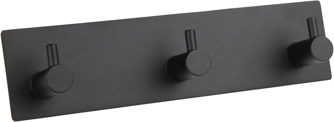 Self Adhesive Towel Hooks for Bathrooms Black Stick on Wall Hooks Bath Adhesive Towel Hanger Peel and Stick Matte Black Shower Hooks for Wall Adhesive Coat Hook for Wall Mount 3 Hooks