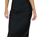 Sexy Satin Halter Neck Backless Maxi Dress for Women Elegant Tie Cowl Back Formal Wedding Guest Dress for Summer Black XL