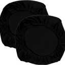 Yikko Soft Stretch Spandex Jacquard Slipcovers, Corn Grain Texture Chair Slipcovers fit for Office,Dining Room,Bar,Wedding Chair Seat Cushions, Washable Removable Home Decor (2, Black)